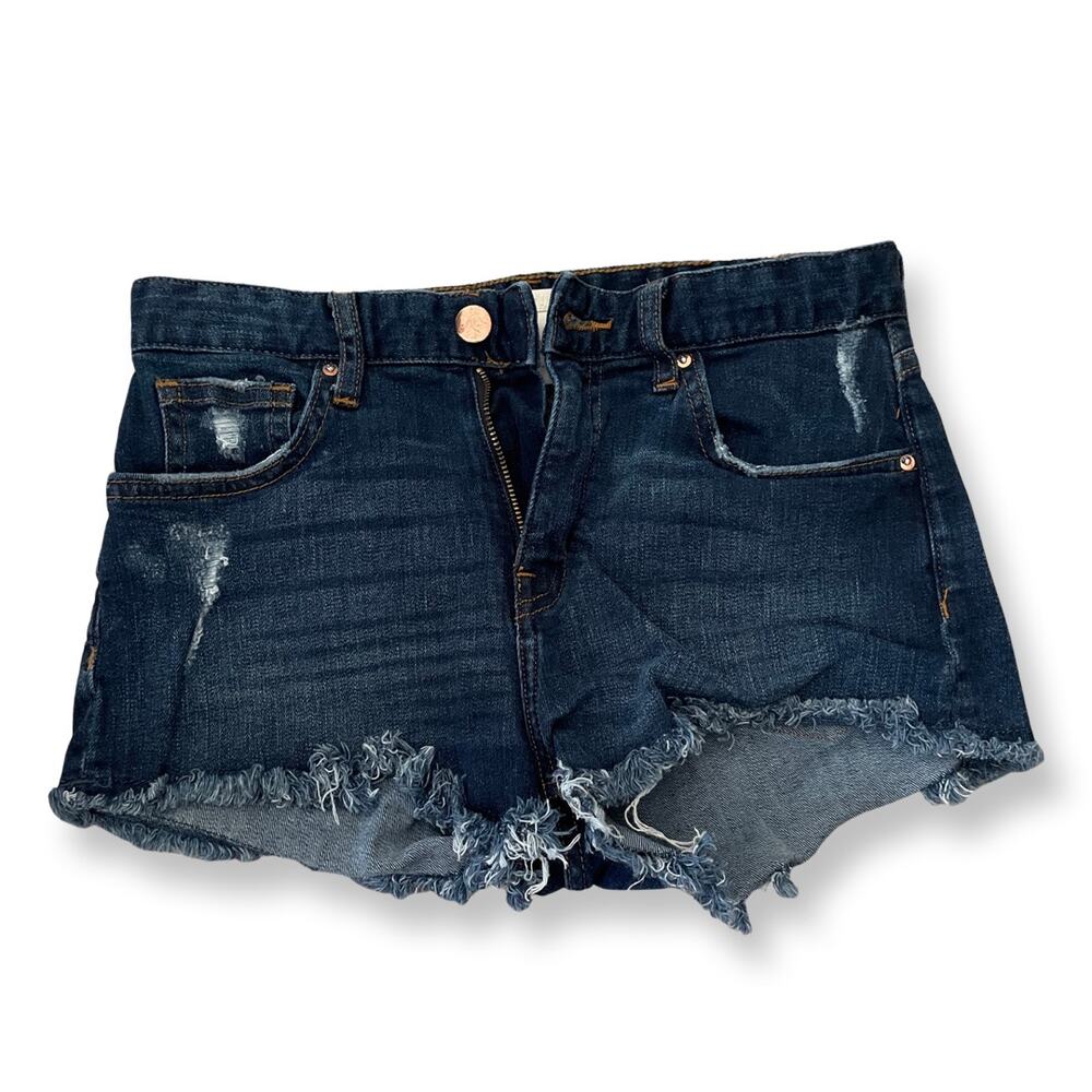 H&M Dark Blue Denim Fringe Design Shorts Size 4
